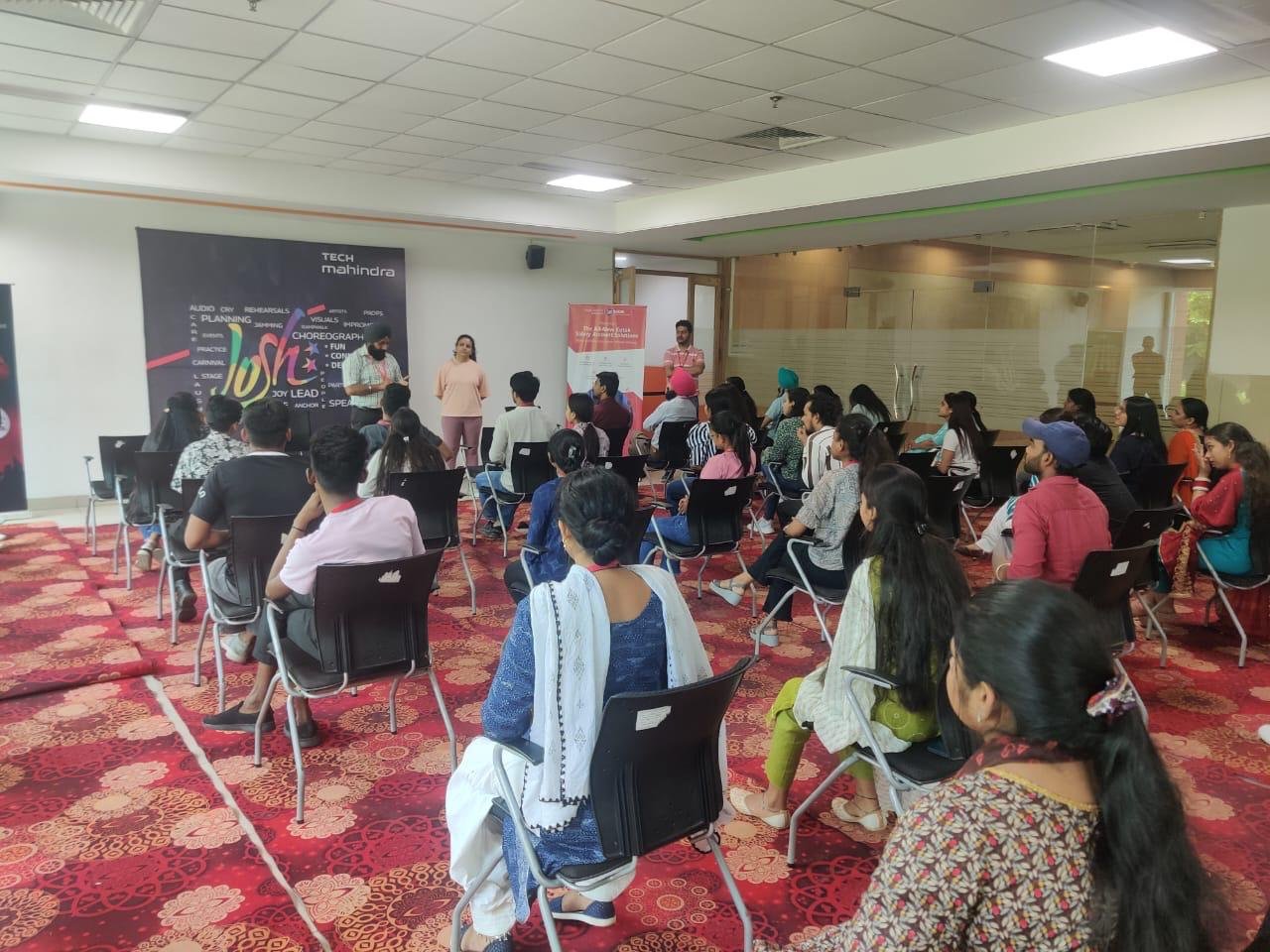 Dr. Nisha leading yoga at Tech Mahindra