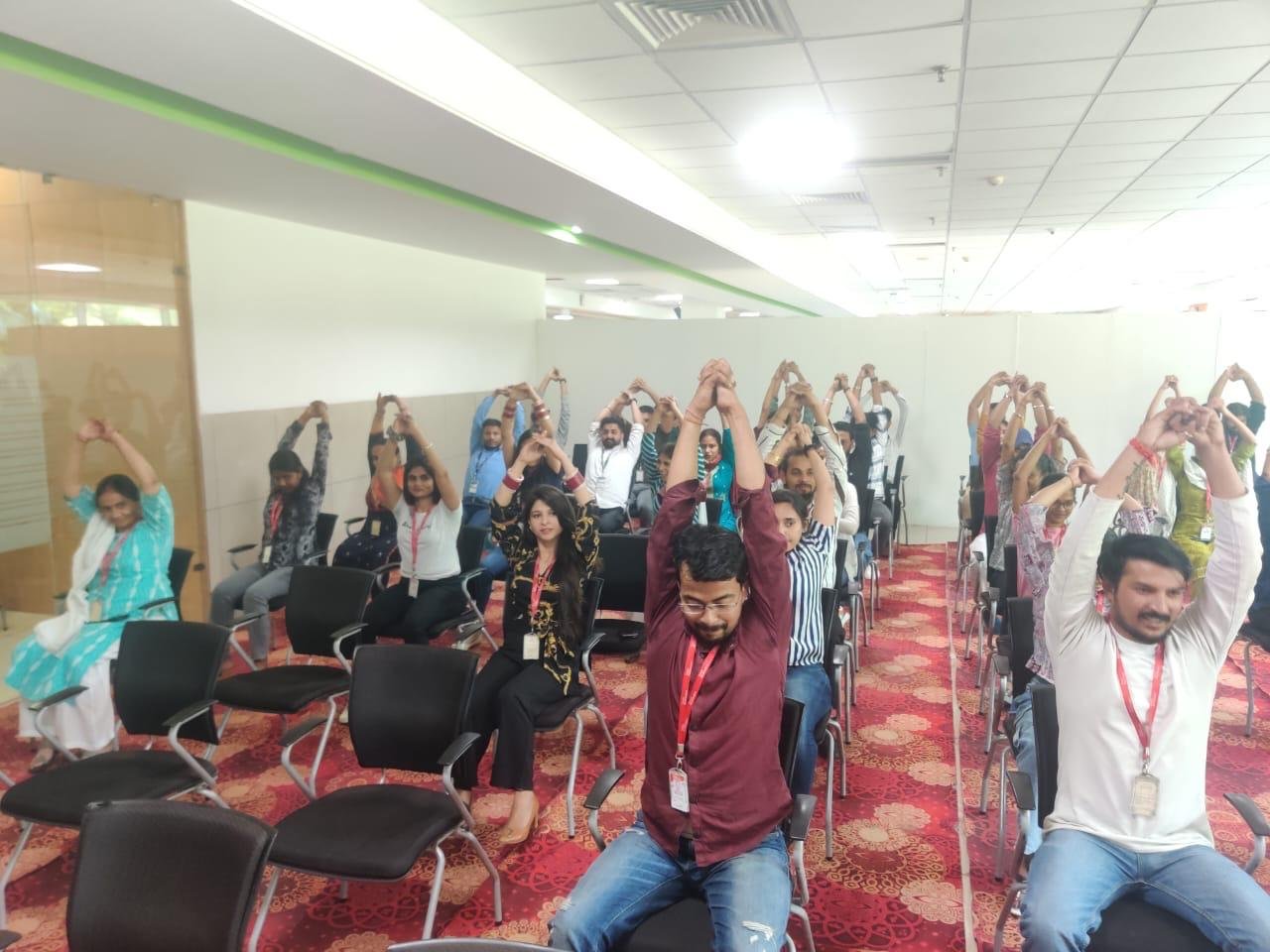 Group yoga at Tech Mahindra